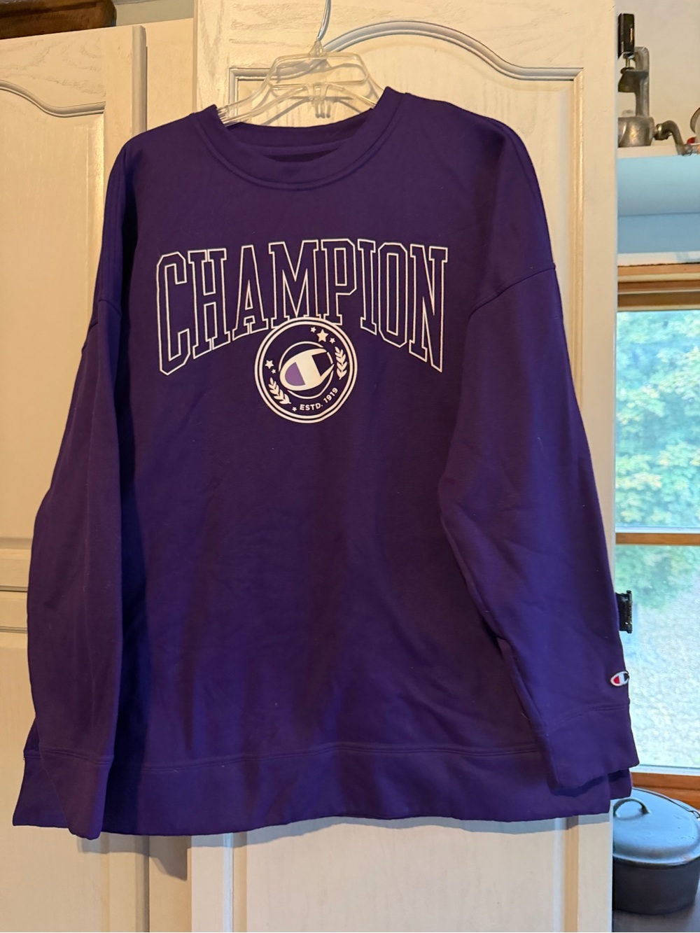 Champion Women’s Purple Crewneck Sweatshirt with White Logo